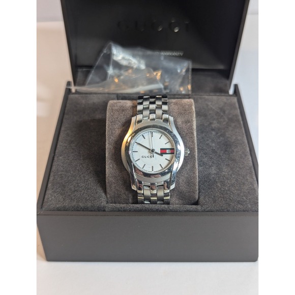 Gucci G Class 5500L Women's Watch Stainless Steel Black‎ Dial 27mm Used - Picture 1 of 9